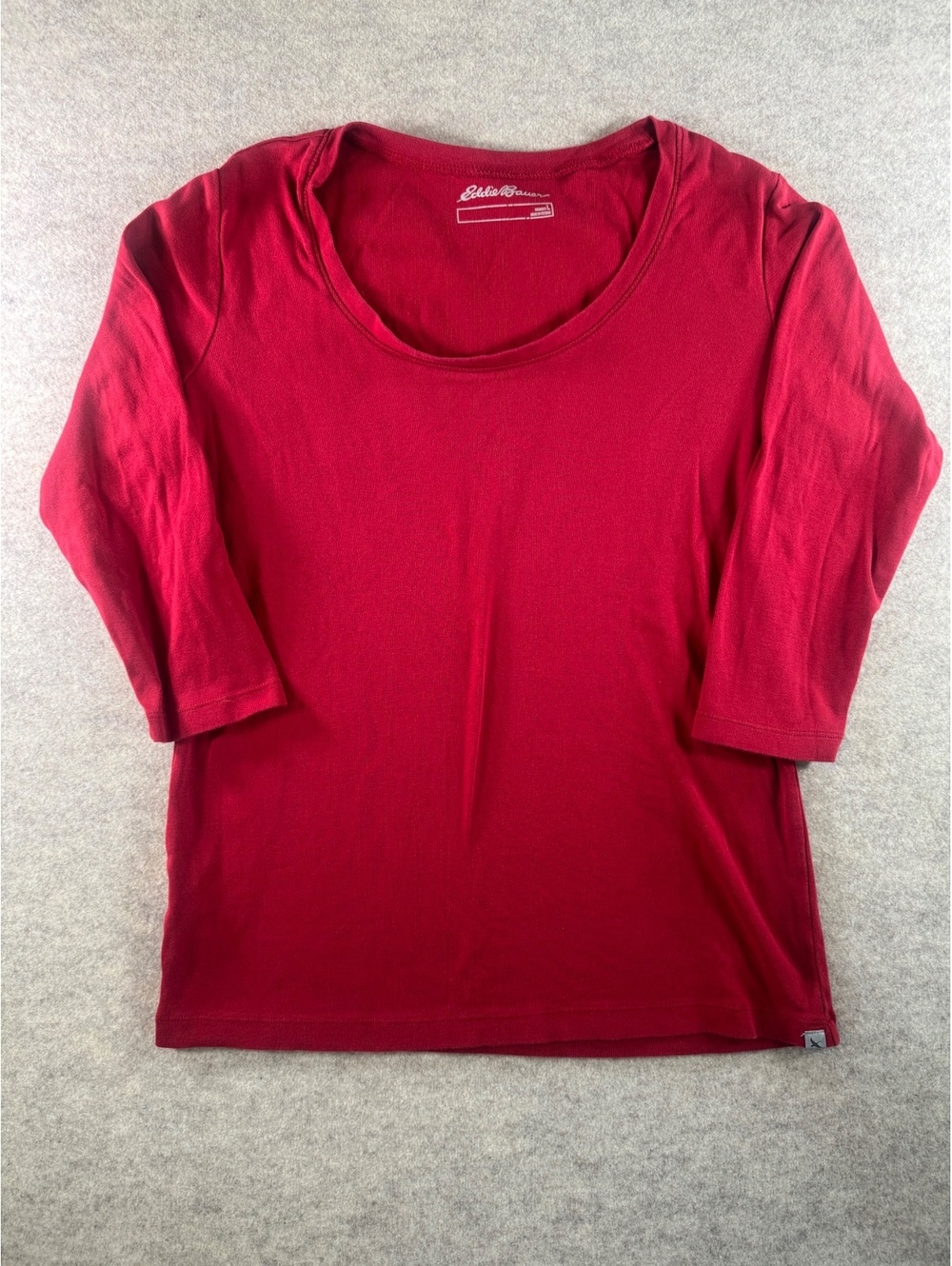 Eddie Bauer Women's Red 3/4 Sleeve Scoop Neck Shirt Size Large